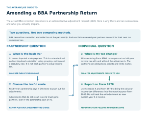 Four-step BBA correction flow: calculate the partnership IU, choose the lawful route, recompute the partner’s tax change, and report on Form 8978.
